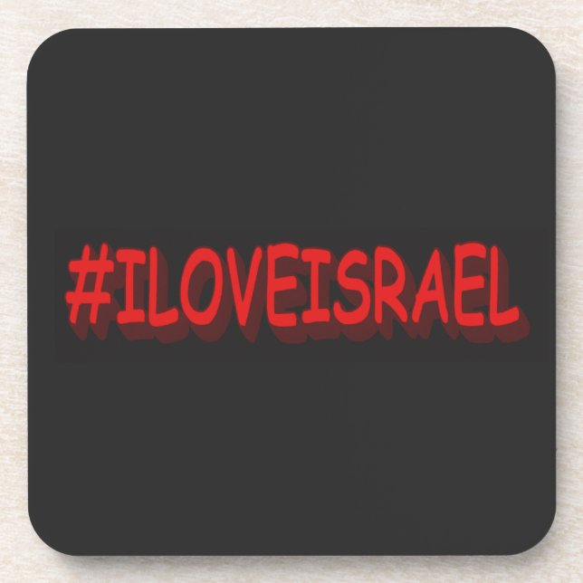 Cute Expression Design "#ILOVEISRAE". Buy Now Beverage Coaster (Front)