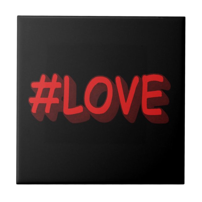 Cute Expression Design "#LOVE". Buy Now Ceramic Tile (Front)