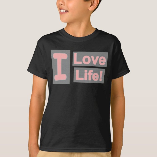Cute Expression Design "Love Life". Buy Now T-Shirt (Front)