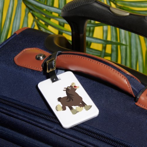 Cute Exuberant Cartoon Shire Horse Luggage Tag