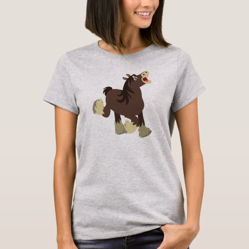 Cute Exuberant Cartoon Shire Horse Women T_Shirt