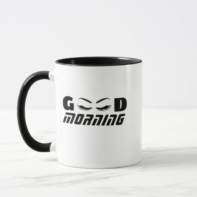Cute Eye Lashes Good Morning Mom Coffee Mug (Left)