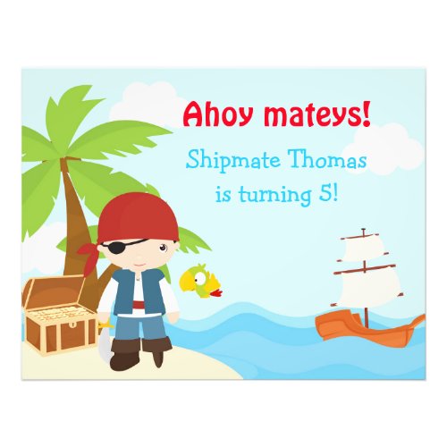 Cute Eye Patch Pirate Boy Birthday Party Photo Print