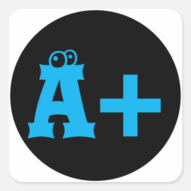 cute eyeballs A+ TEACHER reward Square Sticker (Front)