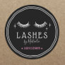 Cute Eyelash Drawing Logo Lash Cleaner Black Classic Round Sticker
