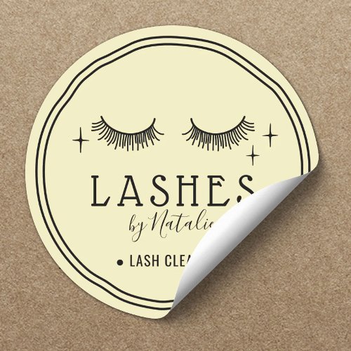 Cute Eyelash Extensions Lash Cleaner Light Yellow Classic Round Sticker