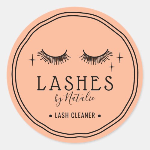 Cute Eyelash Extensions Lash Cleaner Peach Classic Round Sticker