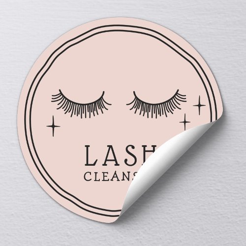 Cute Eyelash Girly Blush Pink Salon Lash Cleanser Classic Round Sticker