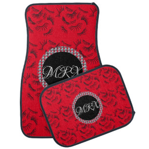 Cute Eyelash Name Diamond Monogrammed Car Floor Mat