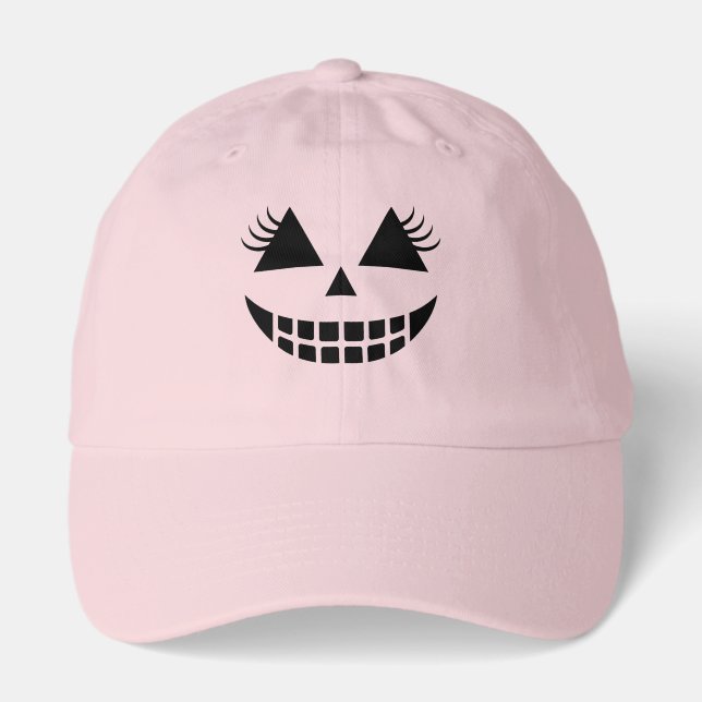 Cute Eyelash Pumpkin Face Dad Hat  (Front)