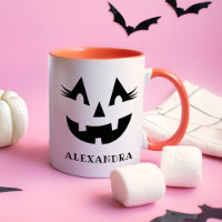 Cute Eyelash Pumpkin Face Name Halloween