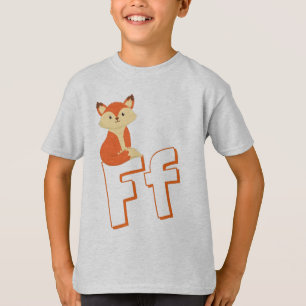 Cute F For Fox - Kids ABCD English Alphabet T-Shirt