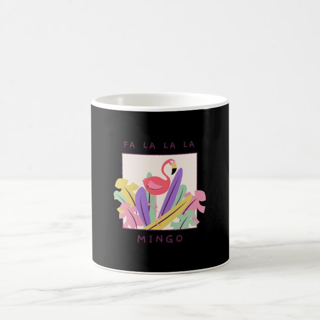 Cute Fa La La Mingo Christmas Falala Snow Flamingo Coffee Mug (Center)