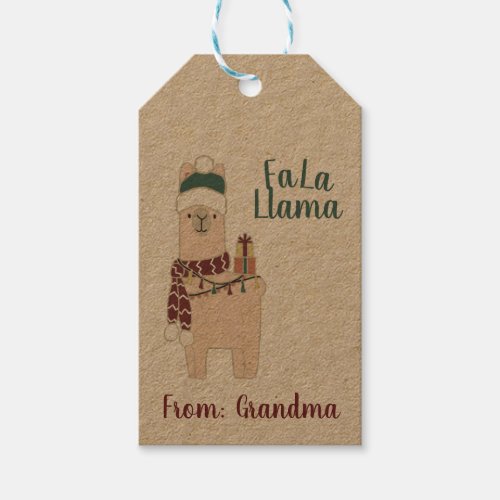 Cute Fa La Llama holiday design Gift Tags