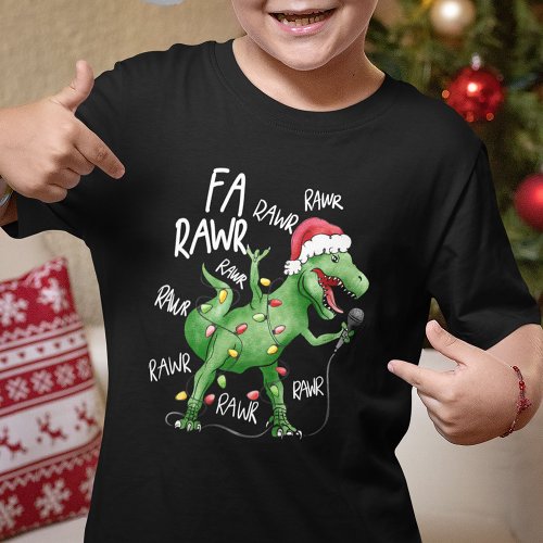 Cute Fa Rawr Rawr Singing Christmas Dinosaur T_Shirt