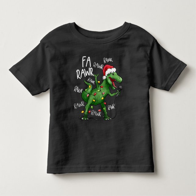 Cute Fa Rawr Rawr Singing Christmas Dinosaur Toddler T-shirt (Front)