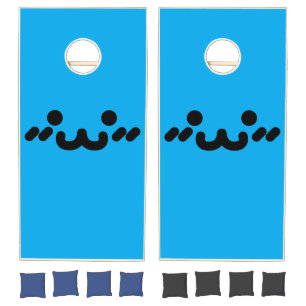 Cute Face Blue Cornhole Set