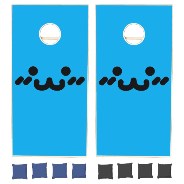 Cute Face Blue Cornhole Set (Set)