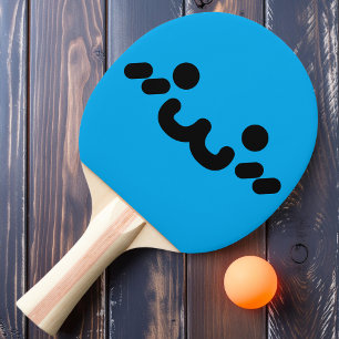 Cute Face Blue Ping Pong Paddle