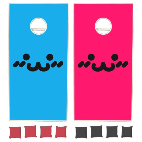 Cute Face Blue & Pink Cornhole Set