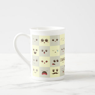 Cute face bone china mug