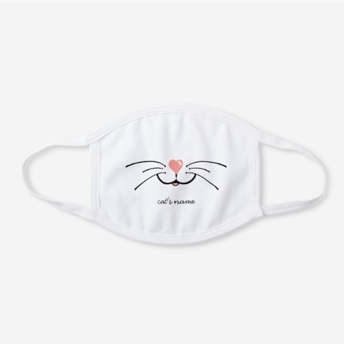 Cute face Cat Mouth Nose and Whiskers cats name White Cotton Face Mask