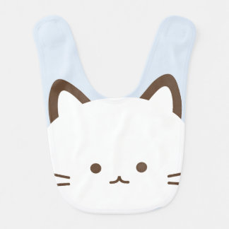 Cute face cat with pastel blue background baby bib