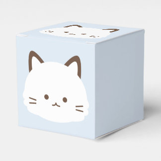 Cute face cat with pastel blue background favor boxes