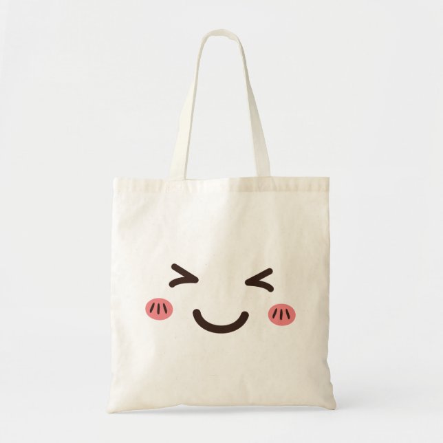 Cute Face Design Tote Bag (Front)