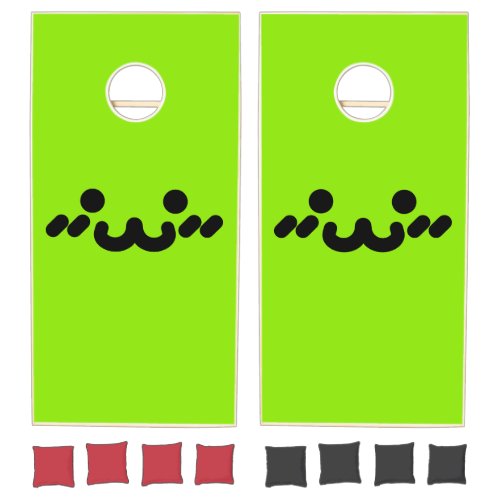 Cute Face Green Cornhole Set