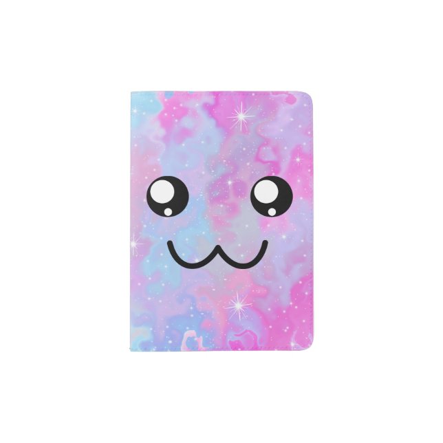 Cute Face Kawaii Pastel Magical Personalized Passport Holder (Front)