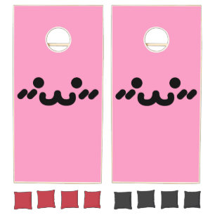 Cute Face Light Pink Cornhole Set