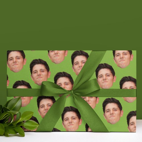 Cute Face or Pet Photo Green Gift Wrapping Paper