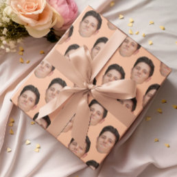 Cute Face or Pet Photo Peach Gift Wrapping Paper