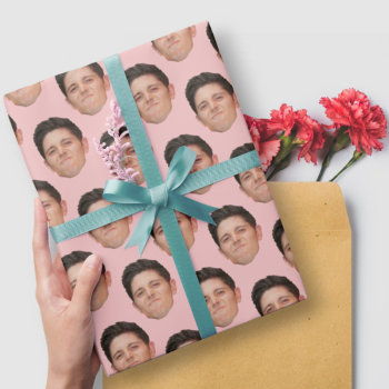 Cute Face Or Pet Photo Pink Gift Wrapping Paper by StinkPad at Zazzle