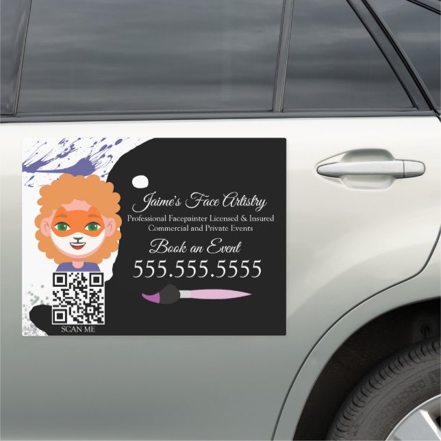 Cute Face Painting Facepainter Clown  Car Magnet (In Situ)