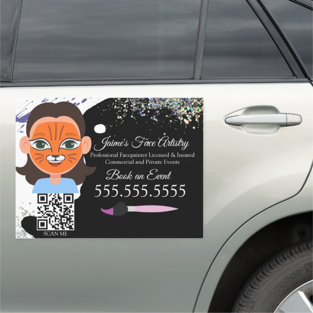 Cute Face Painting Facepainter Clown Tiger Car Magnet (In Situ)