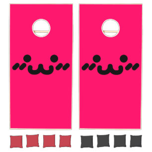 Cute Face Pink Cornhole Set
