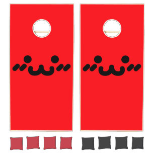 Cute Face Red Cornhole Set