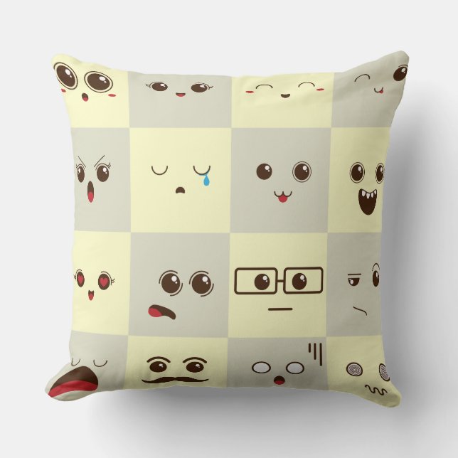 Cute face throw pillow (Front)