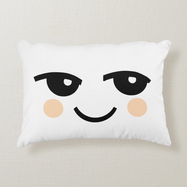 CUTE FACE WHITE ACCENT PILLOW (Front)