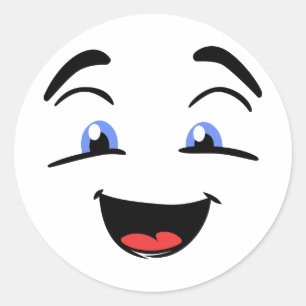 Cute Face With Blue Eyes Classic Round Sticker