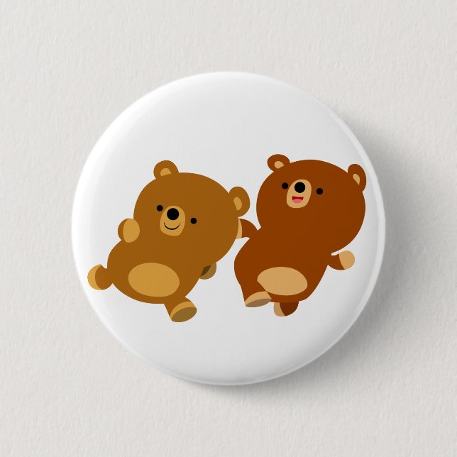 Cute Facetious Cartoon Bears Pinback Button (Front)