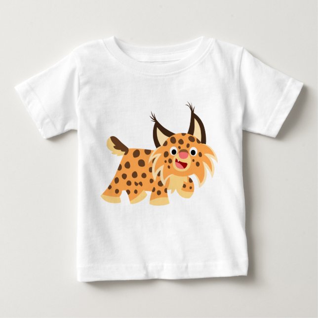 Cute Facetious Cartoon Bobcat Baby T-Shirt (Front)
