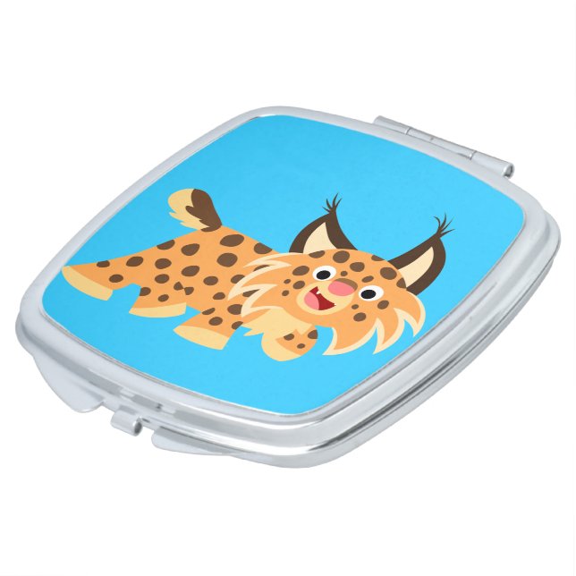Cute Facetious Cartoon Bobcat Compact Mirror (Turned)