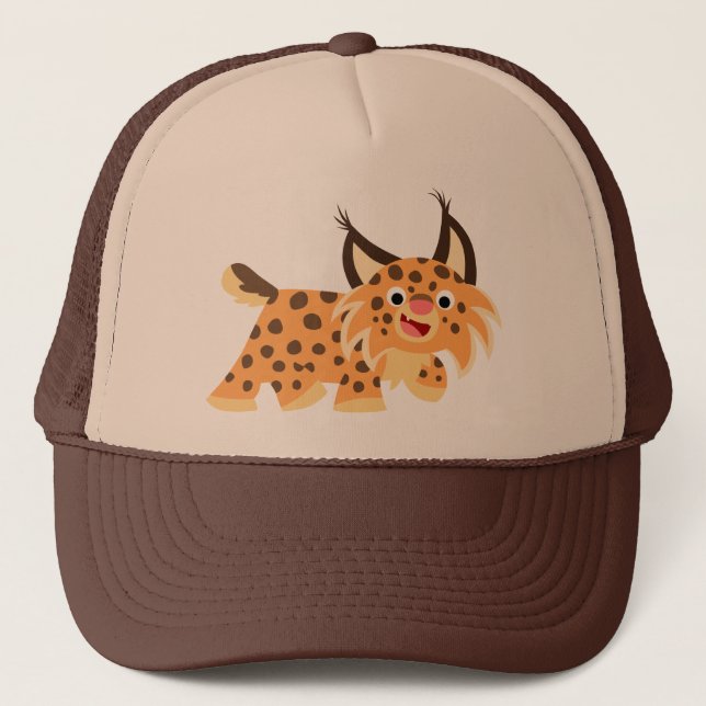 Cute Facetious Cartoon Bobcat Hat (Front)