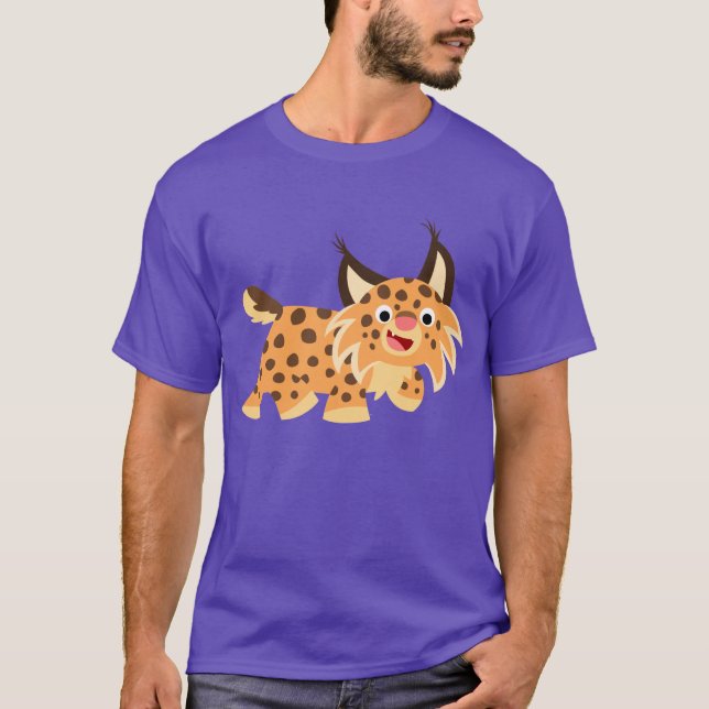 Cute Facetious Cartoon Bobcat T-Shirt (Front)