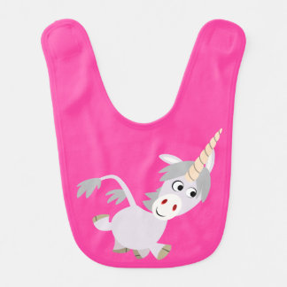 Cute Facetious Cartoon Unicorn Baby Bib