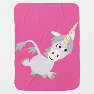 Cute Facetious Cartoon Unicorn Baby Blanket