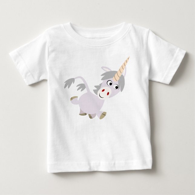 Cute Facetious Cartoon Unicorn Baby T-Shirt (Front)
